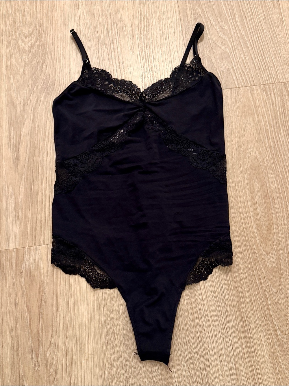 Black Lace Trim Tank Top Bodysuit